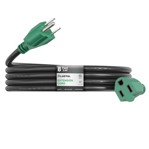 PLUGTUL 8 FT Extension Cord Waterproof, 16/3 Black Heavy Duty 3 Prong Extension Cord, 13A 1625W SJTW, ETL Listed, Great for Garden and Home - size: 8FT
