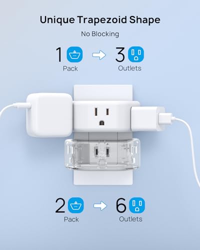 TROND 2 Prong to 3 Prong Outlet Adapter 2 Pack, 3-Way Angled Wall Extender with 3 AC Sockets, Plug Expander for Non-Grounded Outlets in Old House, Cruise Ship Essentials, White - color: White, size: 3AC-2 Prong Plug, 2 Pack