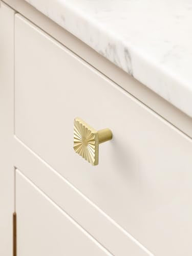 5 Pack Gold Cabinet Knobs Square Brushed Brass Drawer Pulls Bathroom Dresser Handles Hardware Zinc Alloy - color: Brushed Gold, size: Square Knob