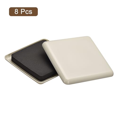uxcell Furniture Sliders, 8Pcs 3.5" - Plastic Reusable Square Sliding Pads, Chair Glides for Carpeted Tile Vinyl Hardwood Floors (Grey)