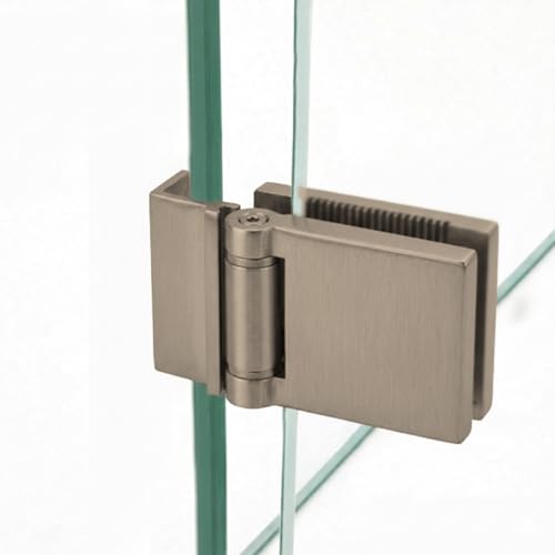 FHC JMH1LBN L-Mount Universal Hinge for 1/4" Glass - Brushed Nickel - color: Brushed Nickel