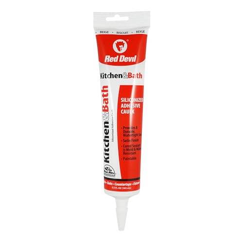 Red Devil 040520 Duraguard Kitchen & Bath Siliconized Acrylic Caulk, 5.5 oz. Squeeze Tube, Biscuit, 12 Pack, Made in USA - color: Biscuit, size: 5.5 oz., style: 12 - Pack
