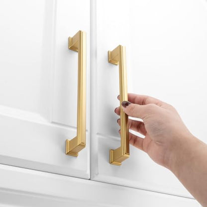KOOFIZO Brushed Gold Cabinet Pulls Gold Cabinet Handles, 10 Pack 6-1/4 Inch Brushed Gold Hardware for Kitchen Cabinets Drawer Dresser P02 Cupboard Bedroom Bathroom - color: Brushed Gold, size: 6-1/4" CC - 10Pcs