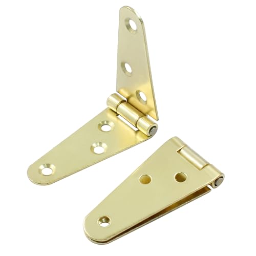 Piutouyar 6 Pcs Heavy Duty Gold Strap Hinges, 2 Inch Shed Hinges Cabinet Latch Door Hinge Gate Hinge with Mounting Screws - color: Gold