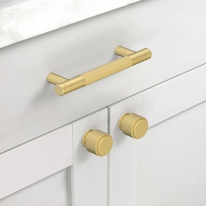 Asidrama 20 Pack Brushed Gold Zinc Alloy Knurled Dresser Knobs Cabinet Hardware for Dresser Drawers - color: Brushed Gold, style: 20 Pack