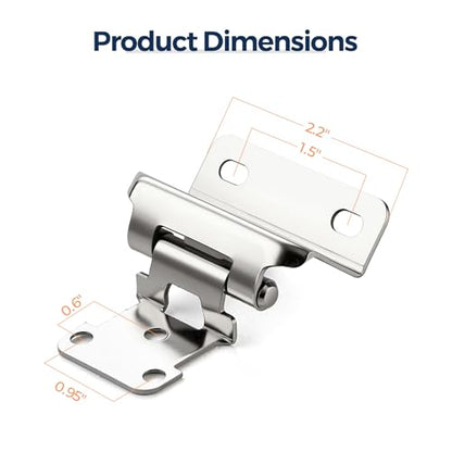 4 Pack (2 Pairs) 1/2" Overlay Cabinet Hinges, Polished Chrome Self-Closing Semi-Concealed Partial Wrap Face Frame Hinges for Cabinet Doors - color: Polished Chrome
