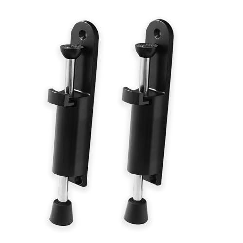Kickdown Door Stop 2-Pack Easy Step Door Stopper Spring Loaded Telescopic Step On/Off Door Stopper Rubber Adjustable Heavy Duty Door Locks Holder Stop/Release by Foot (Black) - color: Black