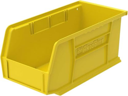 Akro-Mils 30230 AkroBins Plastic Storage Bins, Space-Saving Stackable Bins for Garage, Pantry, Craft Organization, 11" x 5" x 5", Yellow, 12-Pack - color: Yellow