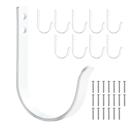 Wall Hooks for Hanging, Coat Hooks, Towel Hooks, Stainless Steel Metal Hooks, Wall Mount Hooks for Outdoor, Kitchen, Bathroom,Door, Grill Rack, Bike Heltnet Hanger (10, White) - color: White