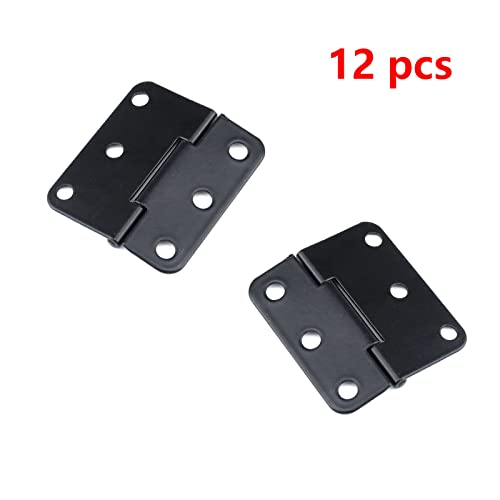 Antrader Door Hinges, 12-Pack Cabinet Gate Closet Folding Hinge, 1-1/2'' Long Home Furniture Hardware, Flat Black - color: Black, size: 1.5" x 1.3", 12pcs