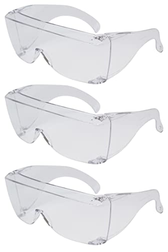 Calabria 3000 Fitover Safety Glasses with Uni-Lens – [Clear - 3 Pack] Wrap Around Eye Protection | Anti-Fog Scratch Resistant | Protective Eyewear - color: Clear 3-pack