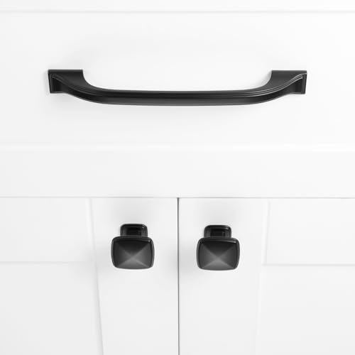 Matte Black Cabinet Knobs Black Drawer Knobs, 10 Pack 1-1/4 Inch, 1990 Square Single Hole Cabinet Pulls for Kitchen Cabinets Drawers Bedroom Dresser Cupboard Bathroom Vanity - color: Matte Black, size: 1-1/4 Inches, style: 10 Pack Square Knob