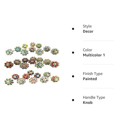 JGARTS Dotted Mix Color Multi Designed Ceramic Cupboard Cabinet Door Knobs Drawer Pulls & Chrome Hardware - Hand Painted Pulls Set of 20 - color: Multicolor 1