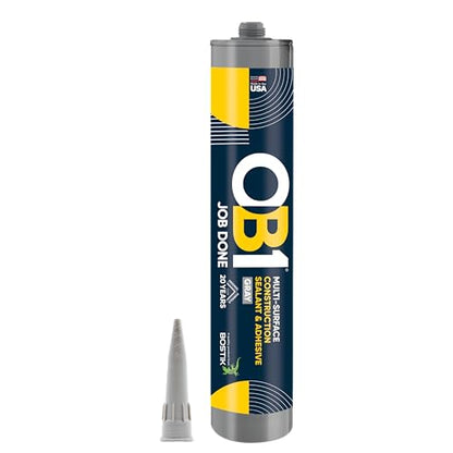 OB1 Universal Caulk Sealant & Adhesive Gray 10.1oz | Professional Grade Premium All-in-One Advanced Hybrid 2-in1 | Water Resistant Internal & External | Shrink Crack UV & Fade Resistant | 1 Cartridge - color: Gray, size: 10.1oz (Pack of 12)