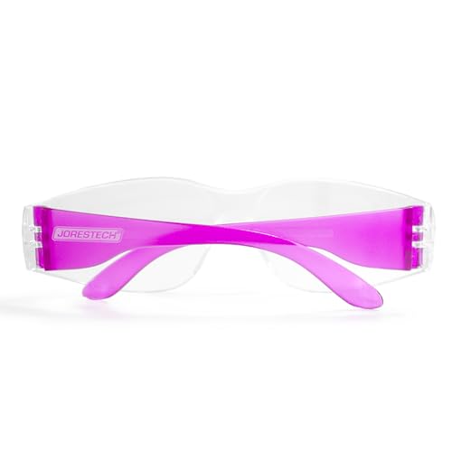 JORESTECH Safety Glasses, ANSI Z87+ Compliant, Impact-Resistant Polycarbonate Lenses, UV Protection, Anti-Scratch Coating, 12-Pack - color: Pink-clear