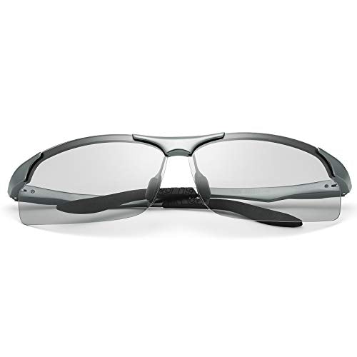 YIMI Men Photochromic Polarized Sports Sunglasses Cycling Fishing Driving Glasses UV Protection Eyeglasses Anti Glare Eyewear - color: 8003 Gun Color