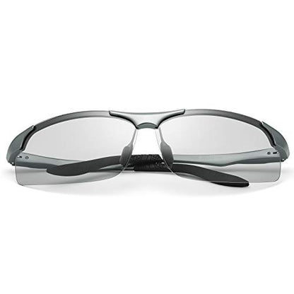 YIMI Men Photochromic Polarized Sports Sunglasses Cycling Fishing Driving Glasses UV Protection Eyeglasses Anti Glare Eyewear - color: 8003 Gun Color