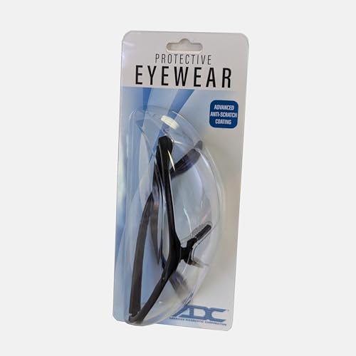 ADC 5002BKQ Deluxe Full-Frame, Length-Adjustable Protective Eyewear with UVA and UVB Protection, Black and Blue Accents with Clear Lenses - color: Black and Blue, size: 5002