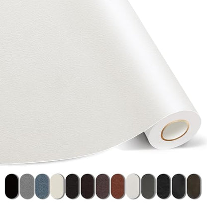 Kangshoon Leather Repair Patches, 17X79 Inch Self-Adhesive Leather Repair Tape, Stretch Vinyl Repair Kit for Couch Furniture Sofas Car Seats (White, 17X79 Inch) - color: White, size: 17X79 Inch