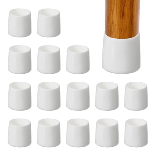 PATIKIL Round Rubber Chair Leg Caps Tips 3/4", 16 Pcs Plastic Furniture Leg Floor Protectors No Scratches No Noise for Chair Leg Protect Hardwood Floor, White - color: White, size: 3/4"