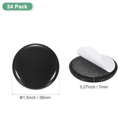 M METERXITY 24-Pack Furniture Sliders, 1.5" Diameter EVA Foam Felt Pad Self-Adhesive Mover Glides for Carpet/Chair/Tables, Furniture Round Pads Floor Protectors [Black] - size: 1.5"