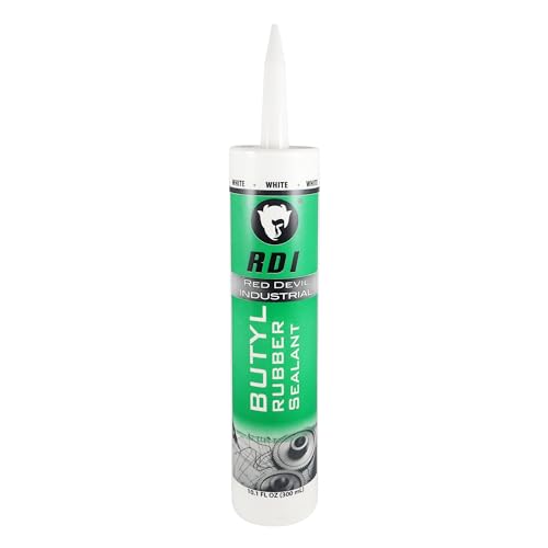Red Devil 06970I RD Pro Butyl Rubber Sealant – High-Performance Industrial-Grade Sealant for Outdoor & Below-Grade Applications, Paintable, Excellent Adhesion, 10.1 oz Cartridge, White - color: White, size: 1 Pack