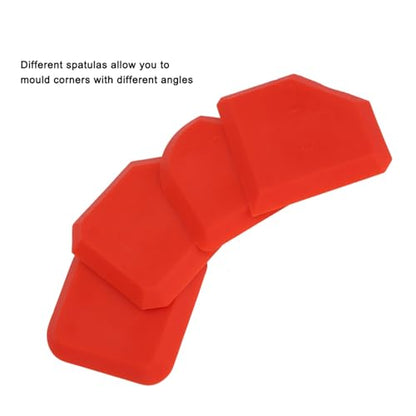 4 PCS Caulking Tool Kit, Silicone Tool, Caulk Smoothing Tool, for Kitchen Bathroom Floor Window Sealant Sealing Sink Joint, Red