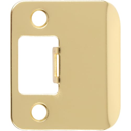 Round Corner Extended Lip Strike Plate, 2-1/4" x 1-1/2", (2" Overall Length), Polished Brass by Stone Harbor Hardware - color: Brass