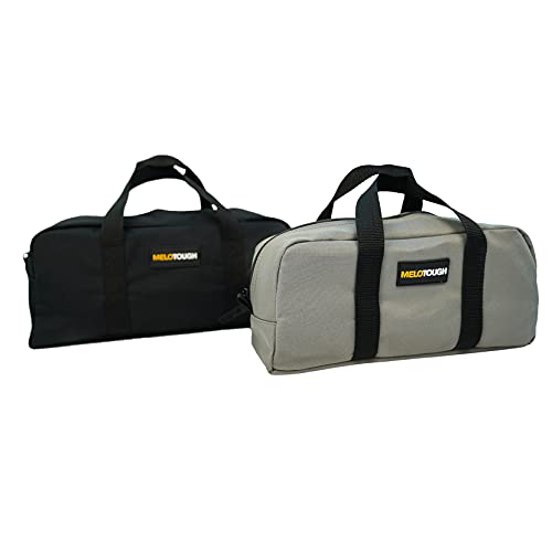 MELOTOUGH Utility Tool Tote bag Combo Kit-Includes 2 Medium Tool Organizer Bags for Electrician, Plumbing, Gardening, HVAC & More (14 inch,Black&Grey) - color: Black & Grey