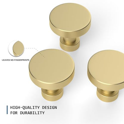 10 Pack Gold Cabinet Knobs and Pulls - Round Drawer Knobs, Brushed Brass for Kitchen Cabinets - color: Brushed Brass, size: 10 Pack