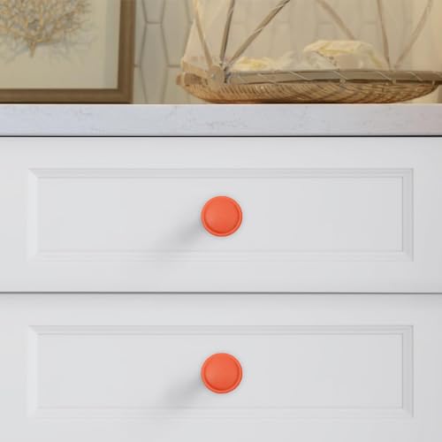 Brushed Bronze Solid Alloy Cabinet Knob Soft-Touch Color 30 Pack Round Knurled Cabinet Handle Hardware Drawer Pulls (20, Soft-Touch Orange) - color: Soft-Touch Orange