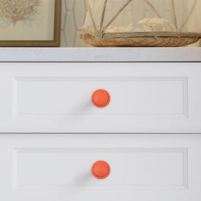 Brushed Bronze Solid Alloy Cabinet Knob Soft-Touch Color 30 Pack Round Knurled Cabinet Handle Hardware Drawer Pulls (20, Soft-Touch Orange) - color: Soft-Touch Orange
