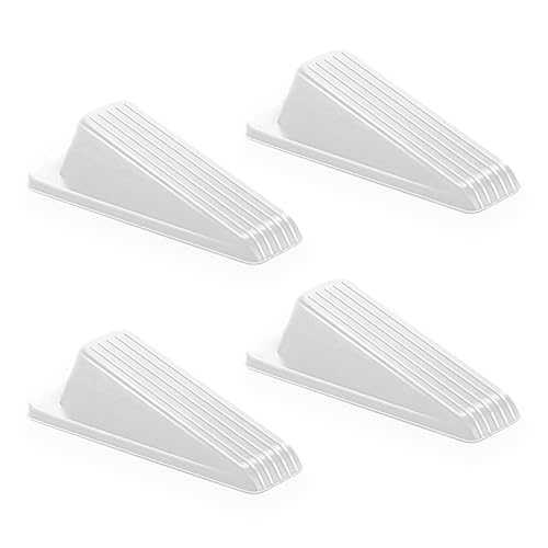 Door Stoppers for Bottom of Door – Rubber Door Stopper Wedge – Pack of 4 – Door Stop – Door Stoppers – Doorstop – Door Wedge – Doorstops for Inside Door – Ideal for Homes, Schools, Offices, Workshops - color: White Rubber Wedge