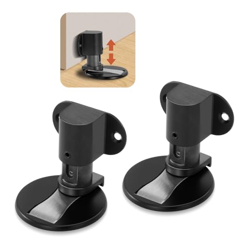Invisible Magnetic Door Stopper, Adjustable & Floor Standing Door Stopper, No-Drill Easy Installation, Protects Wall from Damage,(Black) 2-Pack - color: Black-2 Pack