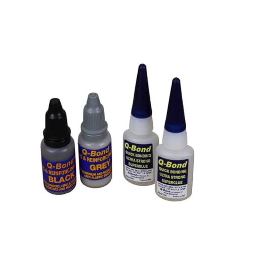 K Tool International 90002 Q Bond Ultra Strong Adhesive Kit for Garages, Repair Shops and, DIY, Repairs Hard Plastics/PVC/Metals, (2) Adhesive Bottles, (1) Plastic and (1) Metal Reinforcing Powders