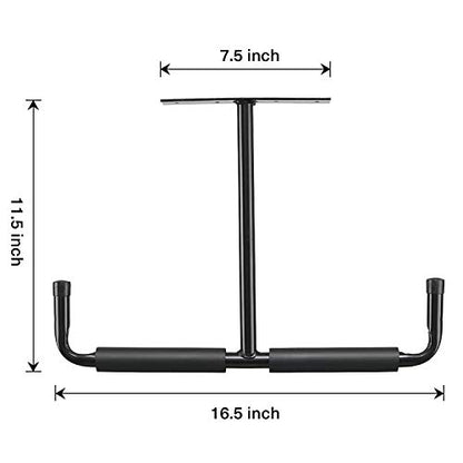 HOME RIGHT Overhead Garage Storage Hooks, Heavy Duty Double Ceiling Rack, 16.5’’ Utility Shed Hangers, Great for Pipe, Lumber, Ladder, Fishing Rod and Ski Board(4Pcs, Black)