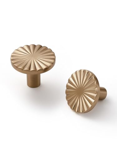 5 Pack Champagne Bronze Cabinet Knobs Flat Drawer Pulls Kitchen Cupboard Bathroom Dresser Cabinet Hardware Handles Zinc Alloy - color: Champagne Bronze, size: Knob