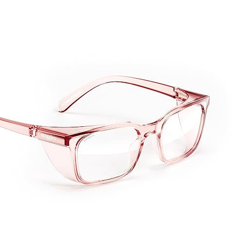 Stoggles Rectangle Z87.1 Certified Safety Glasses, Blue-Light, UV Blocking Lens, Top & Side Shield, Anti-Fog, Stylish Eyewear - color: Sangria, size: Medium Standard Fit