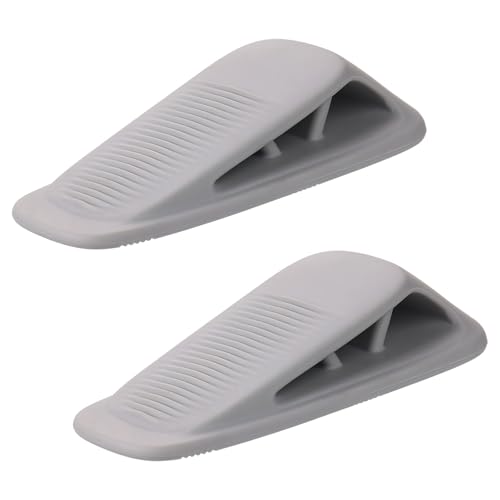 Fursafe&Q Rubber Door Stoppers for Bottom of Door, Door Stop Wedge with Holder, Heavy Duty Doorstops 2 Pack, Wall Protector for Home & Office & School & Commercial Doorstop Keep Open Stack Grey - color: Gray, size: 2 Pack