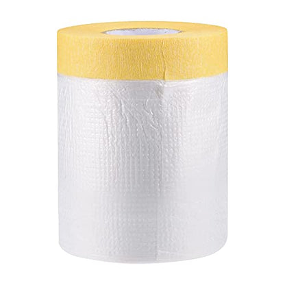 uxcell Pre-Taped Masking Film, 21.7 in x 75 Ft, Plastic Drop Cloth with Low-Tack Painters Tape for Painting Protection - size: 21.7 in x 75 Ft
