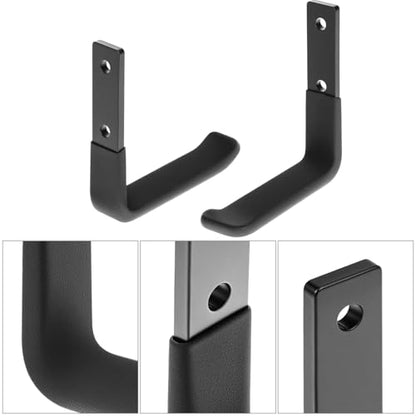 QWORK Heavy-Duty Garage Storage Hooks, 4 Pack Steel Wall Mount Ladder Hangers, Utility Hooks with 88 lbs Load Capacity, 4 Inch,Non-Slip Coating