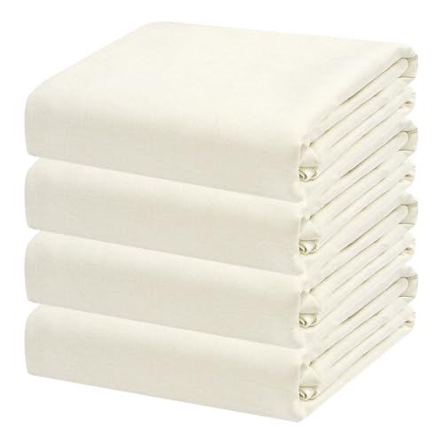 Set of 4 Flaxen Drop Cloth (4x5 FT) Drop Cloth for Painting, All Purpose Thick Waterproof Reusable tarp, Linen Fabric Painters Tarps for Painter Renovation,Furniture & Floor Protection - color: Flaxen, size: 4 x 5 ft