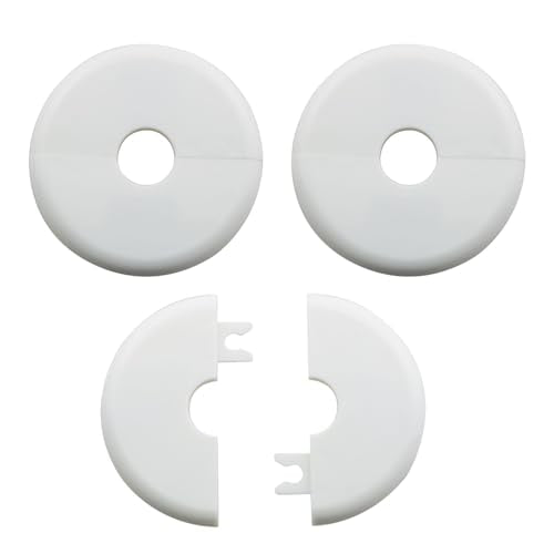 3PCS 17mm Self Adhesive Split Wall Flange Plastic ABS Round Hole Pipe TV Cable Pipe Decorative Cover Plate Kitchen Bathroom Concealment Ring White