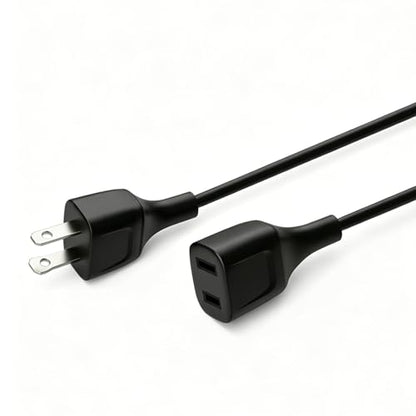 5FT Short Black Power Extension Cord Indoor Use with 125V 5A 625W 2-Prong 2 Outlets Ideal for Holiday Lights, Lamps, Security Cameras, Appliance (1 Pack) - size: 5FT Black (1 Pack)
