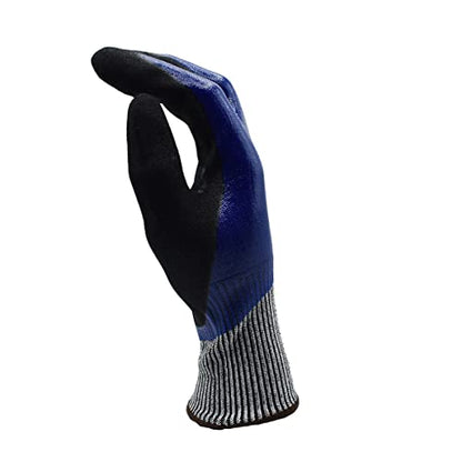 Cordova 3726 Tuf-Cor 13-Gauge HPPE/Glass Fiber Shell Gloves, Blue Full Black Sandy Palm ANSI Cut Level A4 - size: Medium, style: 1-pack