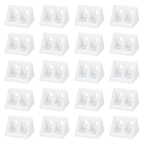 HARFINGTON 20pcs Plastic Corner Braces 34 x 20 x 20mm L-Shape 90 Degree Right Angle Brackets Corner Braces with Screws for Furniture Support Chairs Wood Shelf Cabinets Box, Milky White - color: Milky White