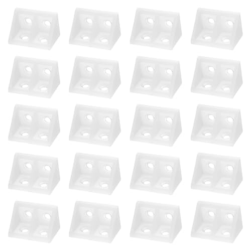 HARFINGTON 20pcs Plastic Corner Braces 34 x 20 x 20mm L-Shape 90 Degree Right Angle Brackets Corner Braces with Screws for Furniture Support Chairs Wood Shelf Cabinets Box, Clear - color: Clear