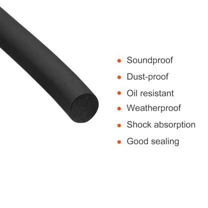 uxcell Foam Rubber Weather Seal Strip, 3mm(1/8") Diameter 6 Meters (19.69Ft) Long Round EPDM Rubber for DIY Gasket, Warehouse, Pads, Foam Tubing, Crafts - size: 3mmx6m