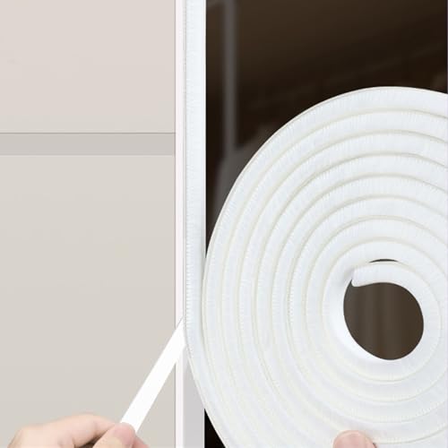 Door Brush Seal 33Feet,Felt Pile Weather Stripping for Doors,Weather Strip for Windows Cabinet,Self Adhesive Draft Blocker,Dust Stopper Sliding Door Seal Winter,0.4" Wide x 0.4" Thick - color: White, size: 0.4in Brush x 0.4in Backing x 33Ft