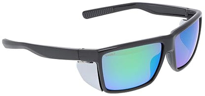 MCR Safety SR22BG Swagger SR2 Series Safety Glasses with Thermo Plastic Rubber Nose Pads and Detachable Side Shields, Charcoal Frame, Green Mirror Lens - color: Charcoal Frame (Green Mirror Lens)